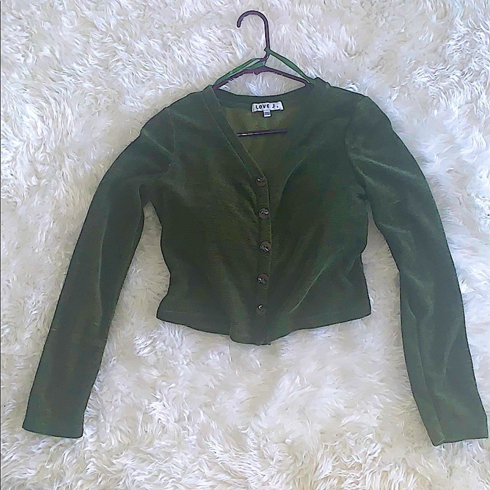Olive Green Crop Tee